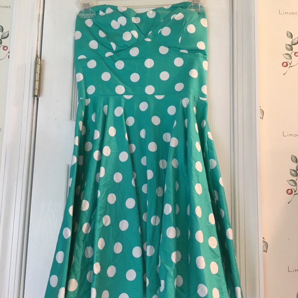 Strapless polka dot dress